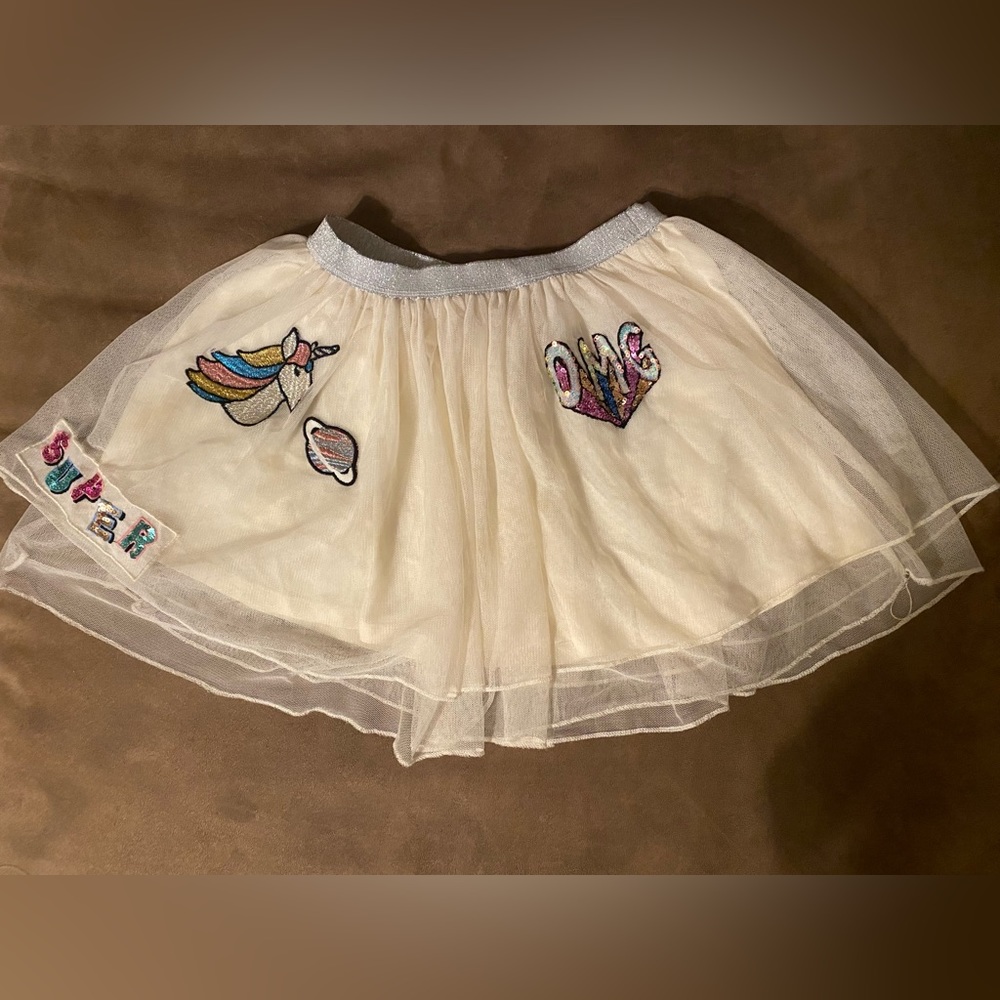 Cream layered Zara girls skirt with embelishments